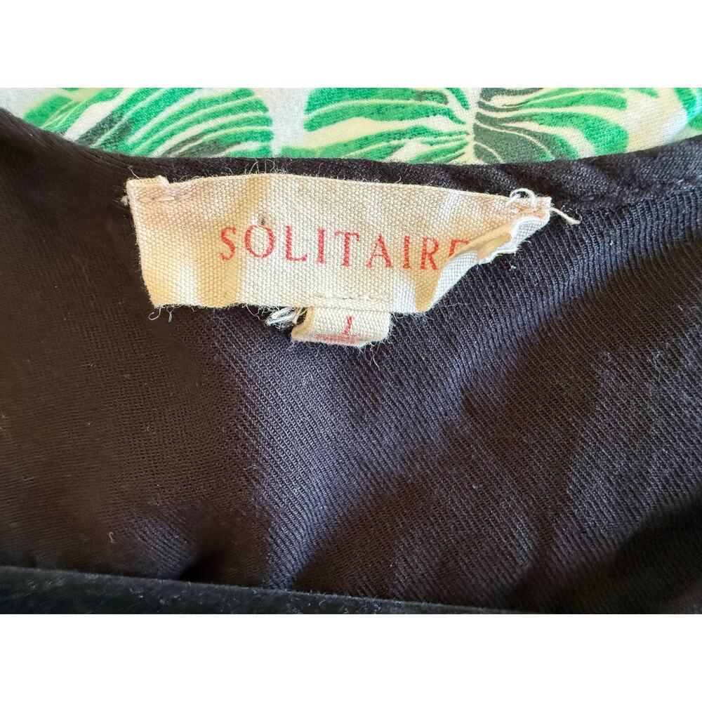 Solitaire Black Embroidered Dress, Size L  Boho Peasant - Picture 3 of 4